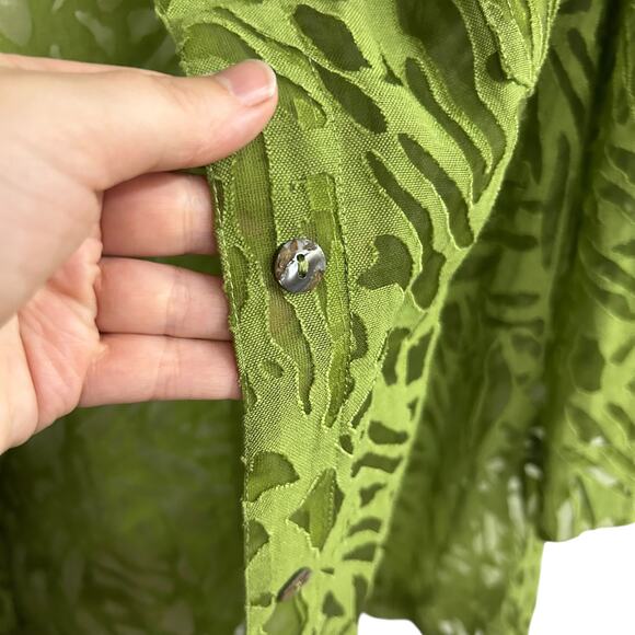 Junglecore sheer cutout shirt green artsy‎ statement layer size L - Picture 4 of 7